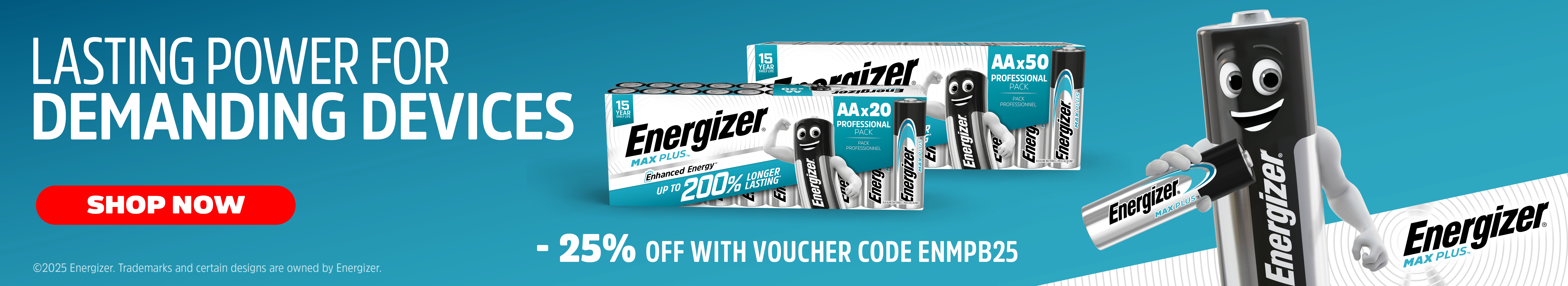 Extra 25% off Energizer Max Plus AA Batteries 