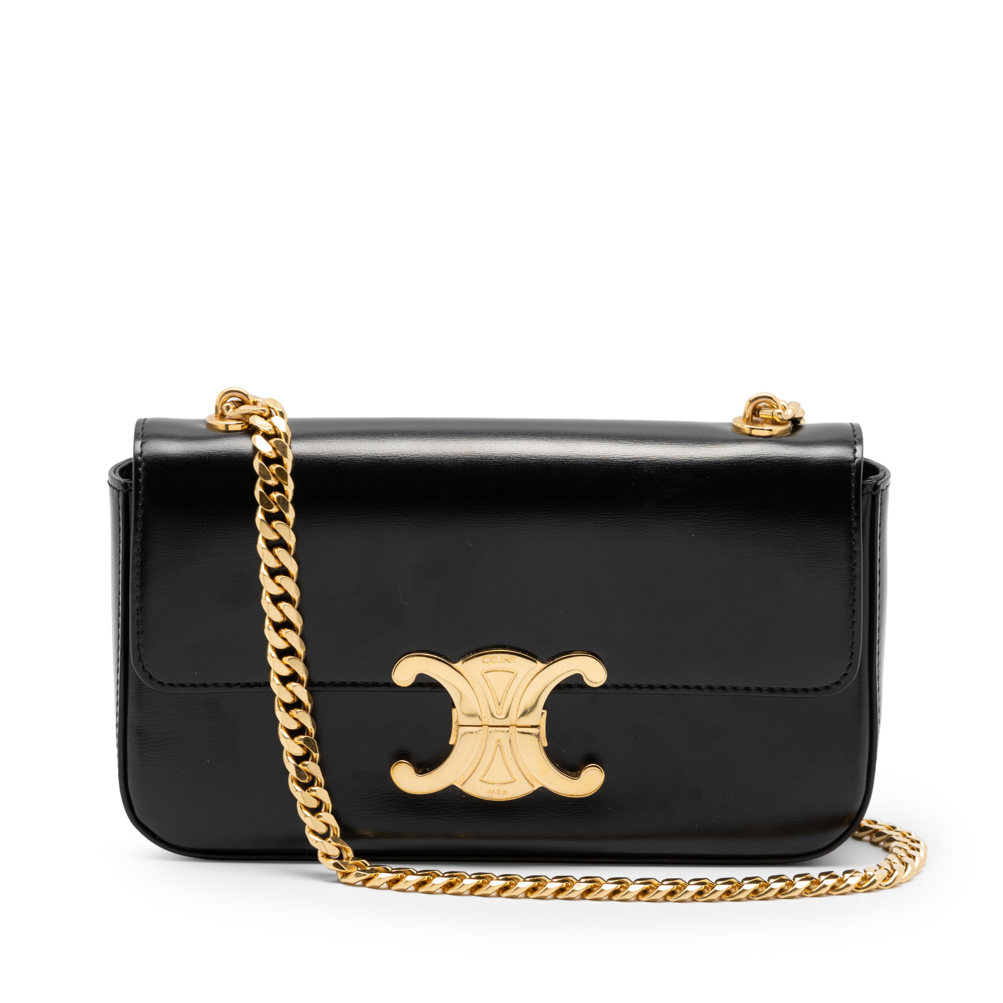 【VIP価格・関税込み】CELINE Claude Chain Leather Bag Pre-owned Céline - Black Triomphe Claude Shoulder Bag | Luxe